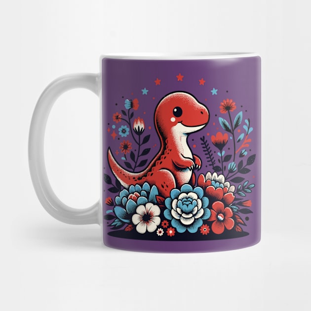 Cute dinosaur with flowers by Art_Boys